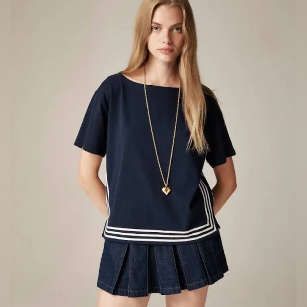 NWT J.Crew Mariner Cloth Boatneck T-Shirt With Contrast Trim